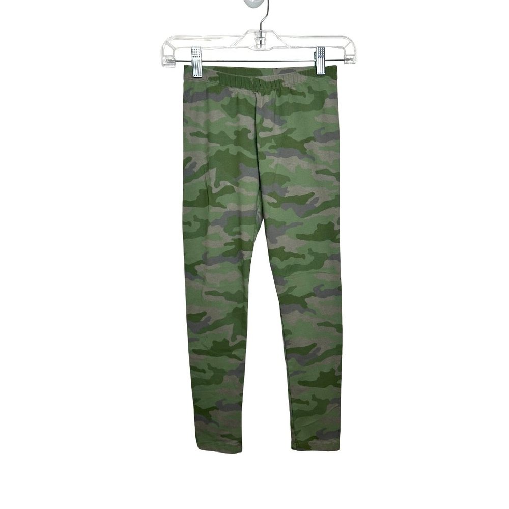 Cat & Jack Girls’ Camouflage Leggings L (10/12) Green Grey Cotton/Spandex